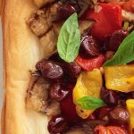Grilled vegetable, pesto and ricotta tart