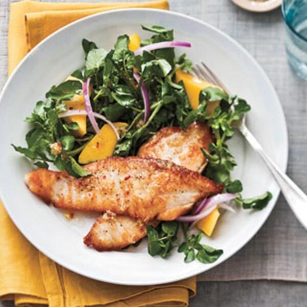 Seared Tilapia With Watercress-Mango Salad