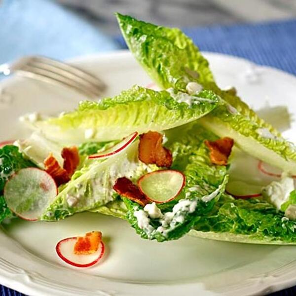 Romaine Salad With Blue Cheese, Bacon And Radishes