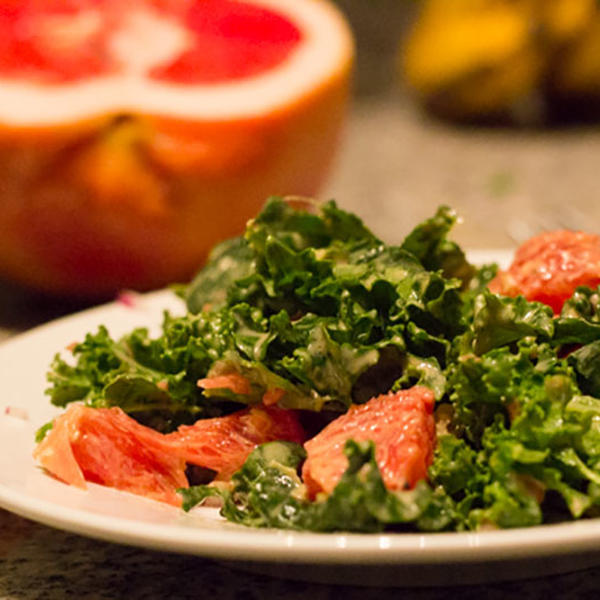 Creamy Kale and Grapefruit Salad with Garl