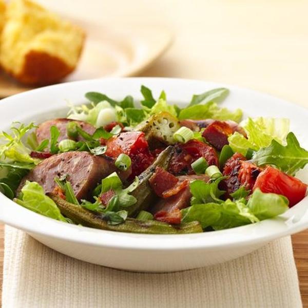 Grilled Sausage Okra And Tomato Salad