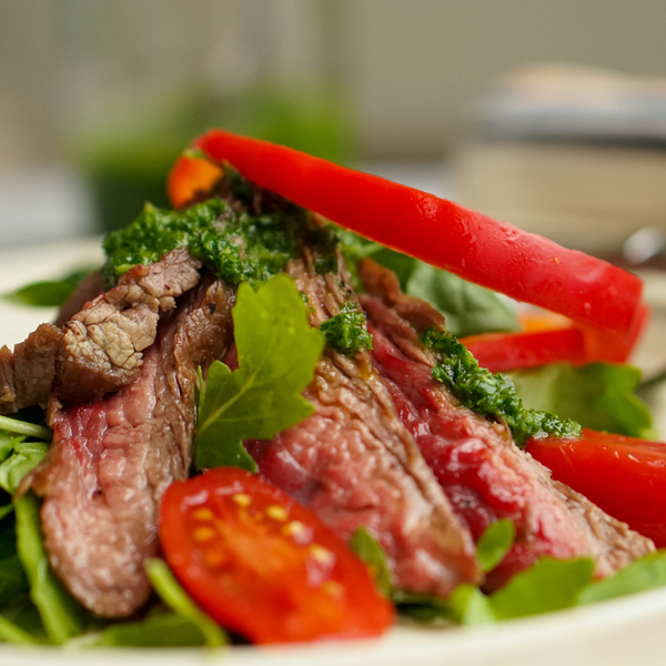 Steak salad with chimichurri dressing