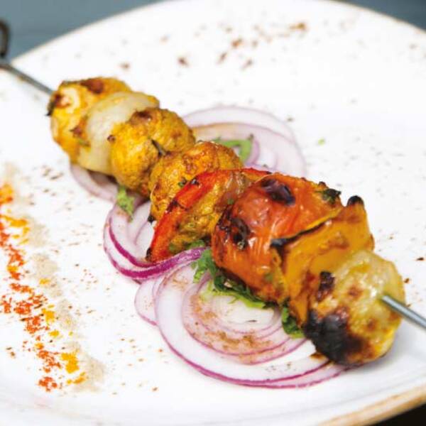 Grilled tomatoes, onions and mushrooms