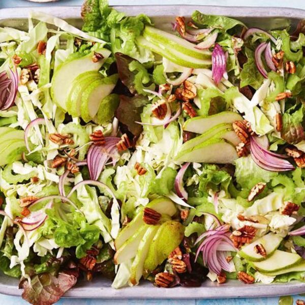 Savoy, pear and pecan salad