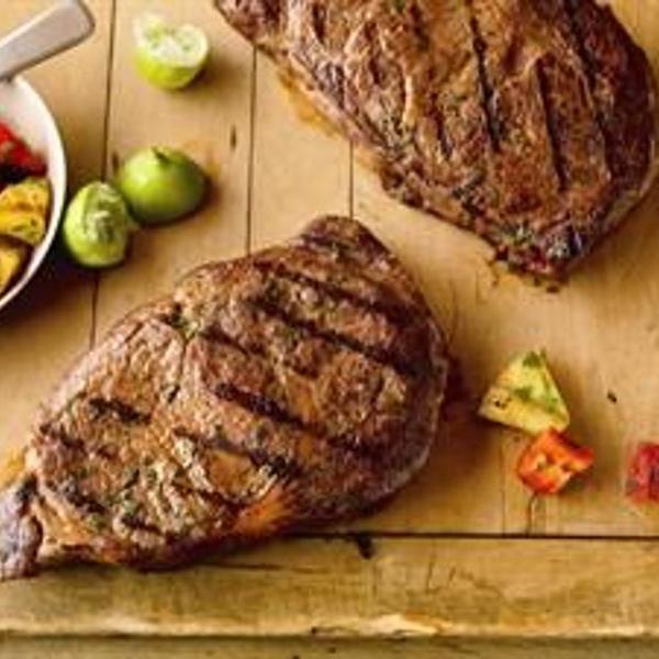 Caribbean Ribeye Steaks With Grilled Pineapple Salad