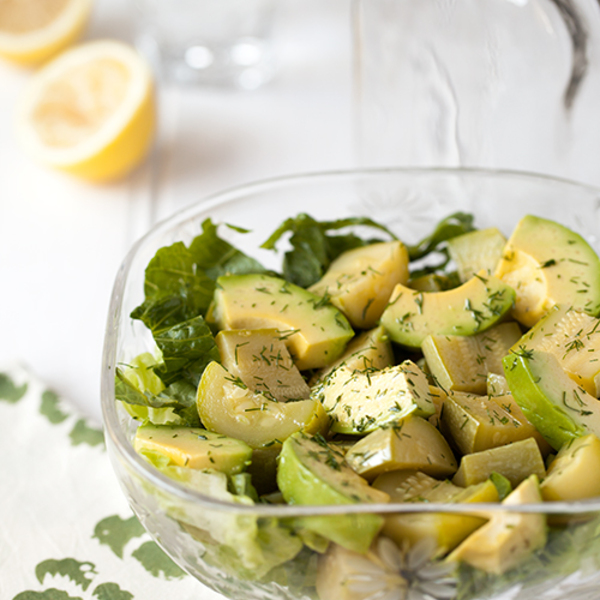 White Zucchini, Avocado and Cos Salad