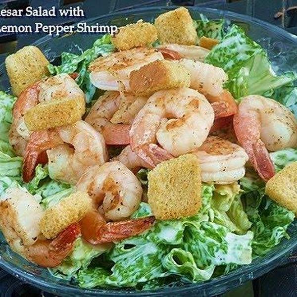 Caesar Salad with Grilled Lemon Pepper Shr