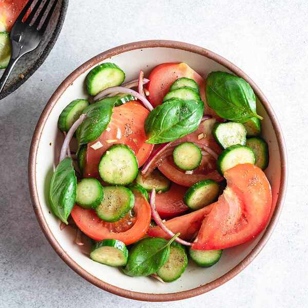Cucumber, Tomato, and Basil Salad