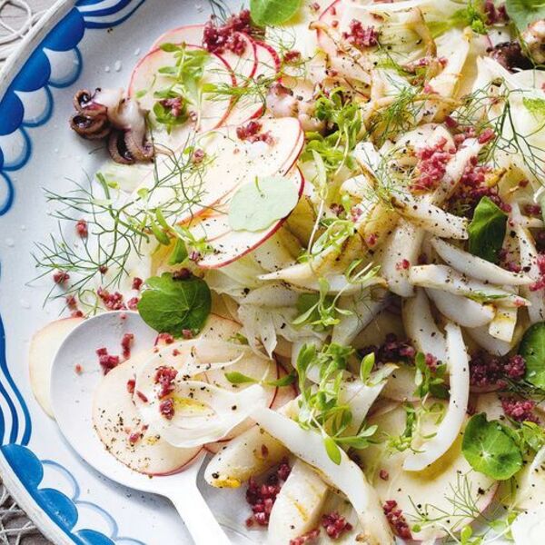 Barbecued cuttlefish, fennel and soppressata salad