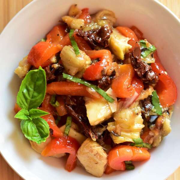 Roasted Eggplant and Red Bell Pepper Salad