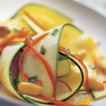 Zucchini ribbon salad with spearmint and almonds