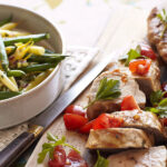 Pork fillet with warm bean salad