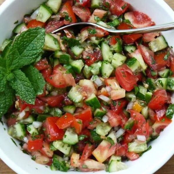 Middle Eastern-Style Cucumber Tomato and Onion Salad