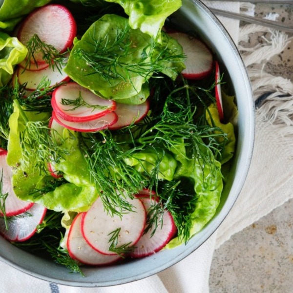 Simple butter lettuce, radish and dill salad recipe