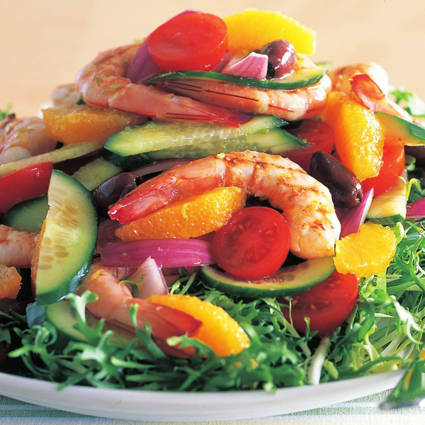 Garlic prawns with citrus salad