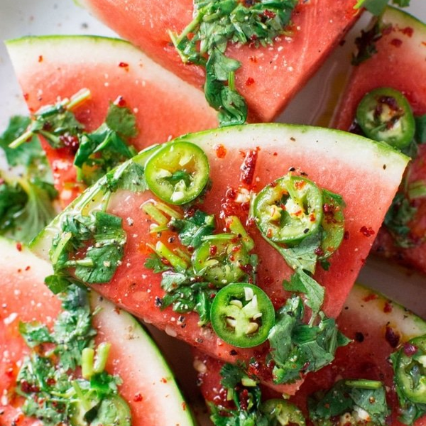 spicy watermelon salad with cilantro and lime