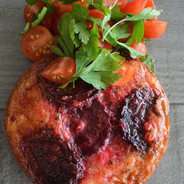 Roasted Beet Frittata With Parsley Tomato Salad