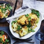 Indian spiced-cauliflower with carrot and coconut salad