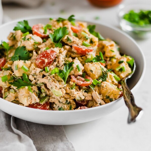 Dairy-Free Buffalo Chicken Potato Salad