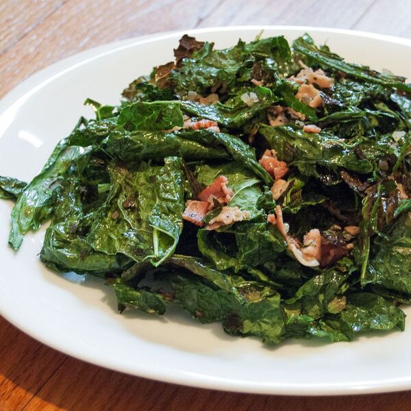 Grilled-Kale Salad With Warm Bacon Vinaigrette Recipe