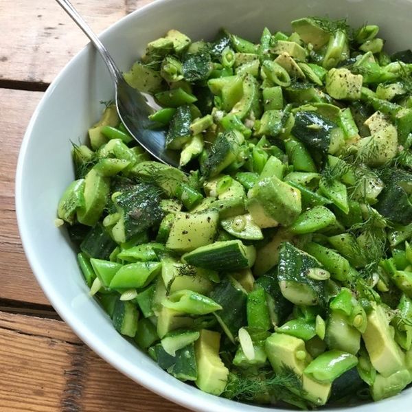 Sugar Snap, Avocado and Crushed Cucumber Salad