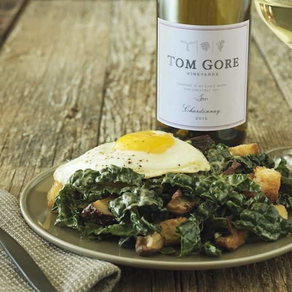 White Wine and Tuscan Kale Caesar Salad with Crispy Shiitakes