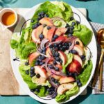 Blueberry-Peach Salad with Sesame-Ginger Balsamic Vinaigrette