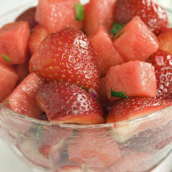 Watermelon and Strawberry Salad with Chile Vinaigrette