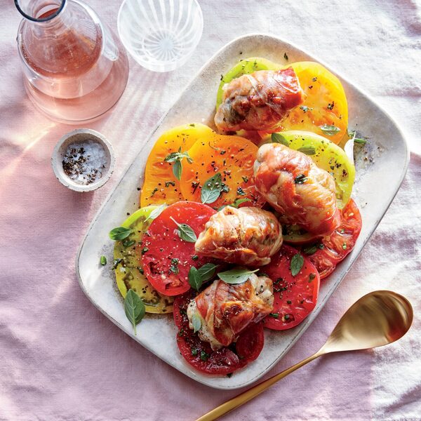 Prosciutto-Wrapped Chicken with Tomato-Basil Salad