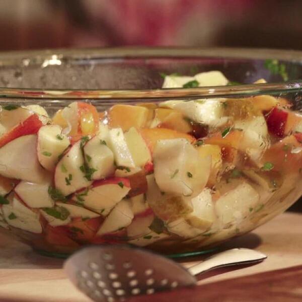 Apple and Pear Fruit Salad with Honey-Lime Vinaigrette