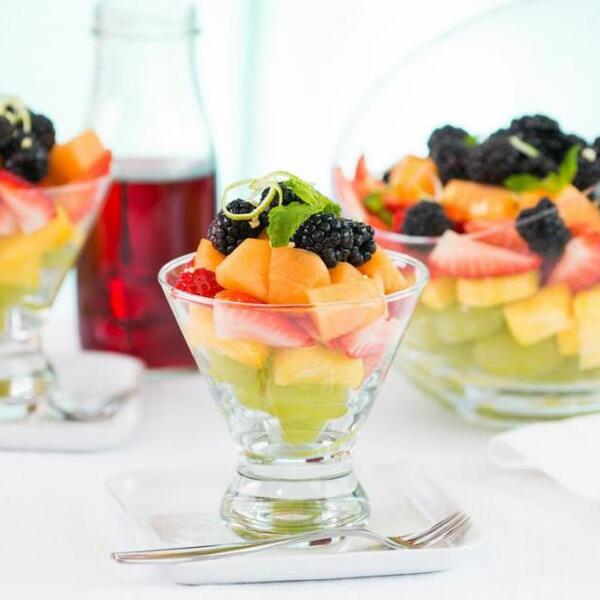 Fruit Salad with Blackberry and Ginger-Lime Syrup