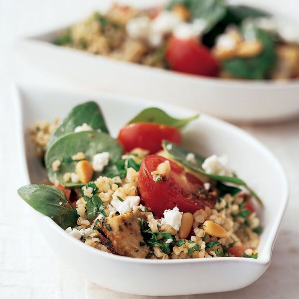 Tabbouleh with Marinated Artichokes and Baby Spinach
