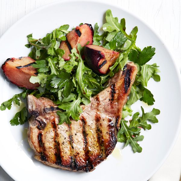 Grilled Pork Chops and Plums