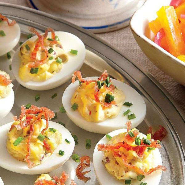 Muffuletta Deviled Eggs