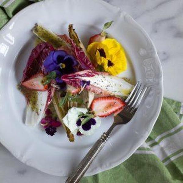 Endive Strawberry + Pansy Salad
