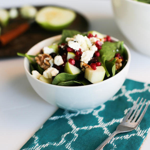 Cranberry Apple Winter Spinach Salad