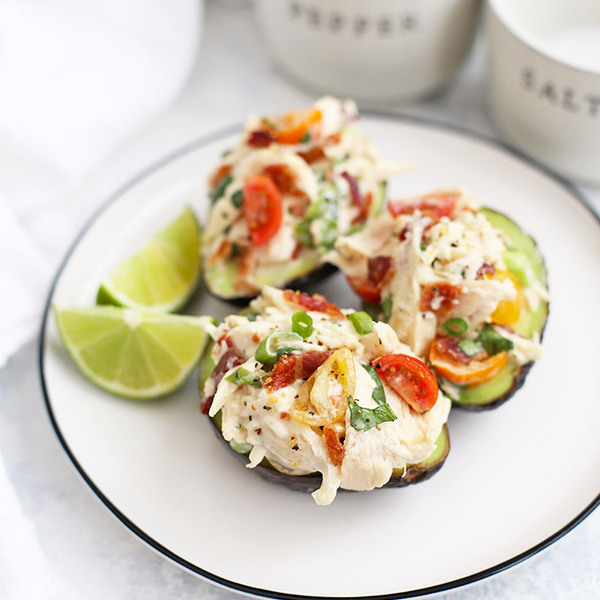 BLT Chicken Salad Avocado Cups