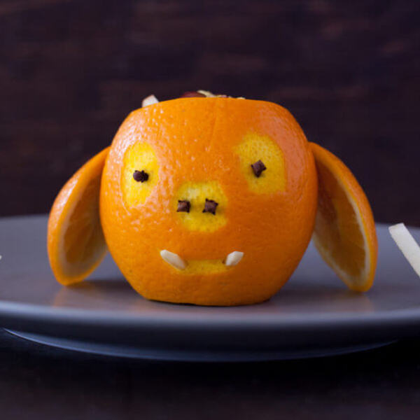 Carved Orange Warthog with Toddler Fruit Salad