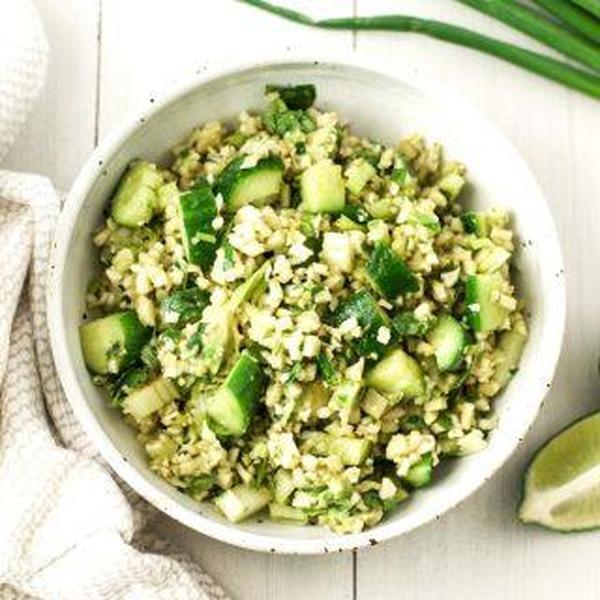 Green Cauliflower Rice Salad {Vegan}