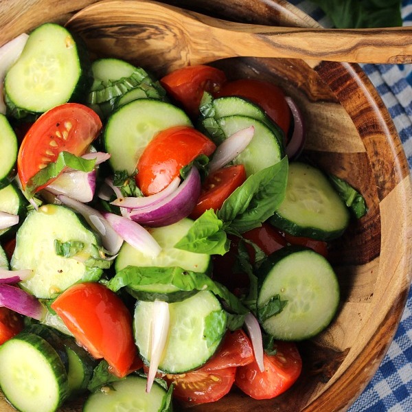 Cucumber, Tomato, and Basil Salad