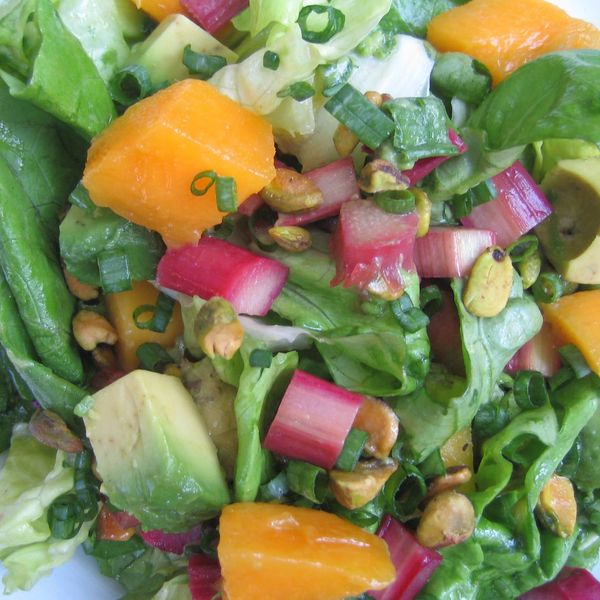 Roasted Rhubarb and Mango Salad