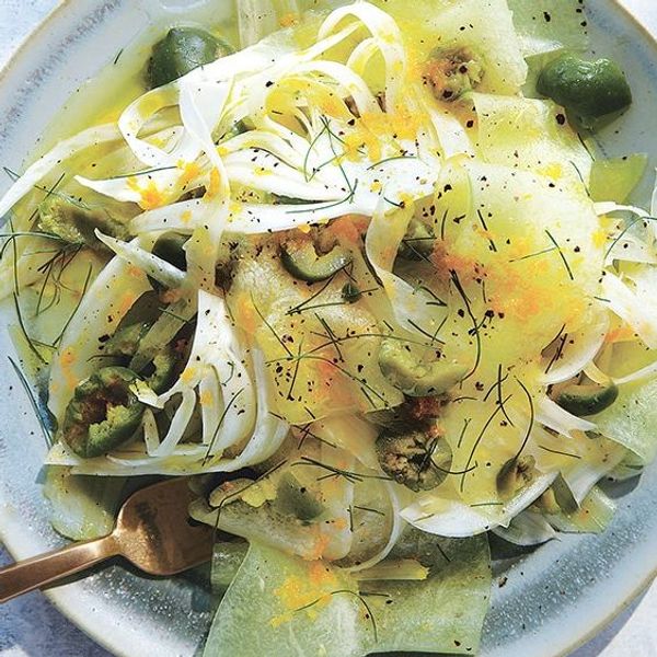 Shaved Honeydew, Fennel, and Olive Salad