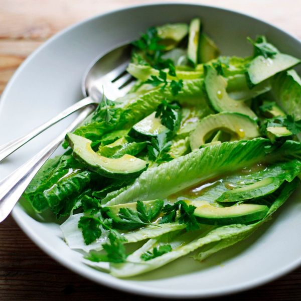 Romaine and Avocado Salad with Anchovy Garlic Vinaigrette