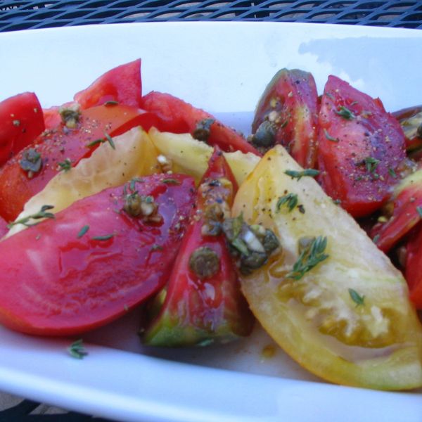 Heirloom Tomato Salad with Capers and Golden Balsamic Vinegar