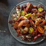 Warm Roasted Radicchio and Shrimp Salad with Warm Bacon Vinaigrette