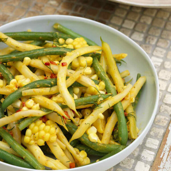 Snap Bean–Corn Salad with Yellow Tomato Vinaigrette