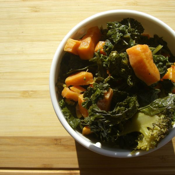 Roasted Kale, Sweet Potatoes, and Broccoli