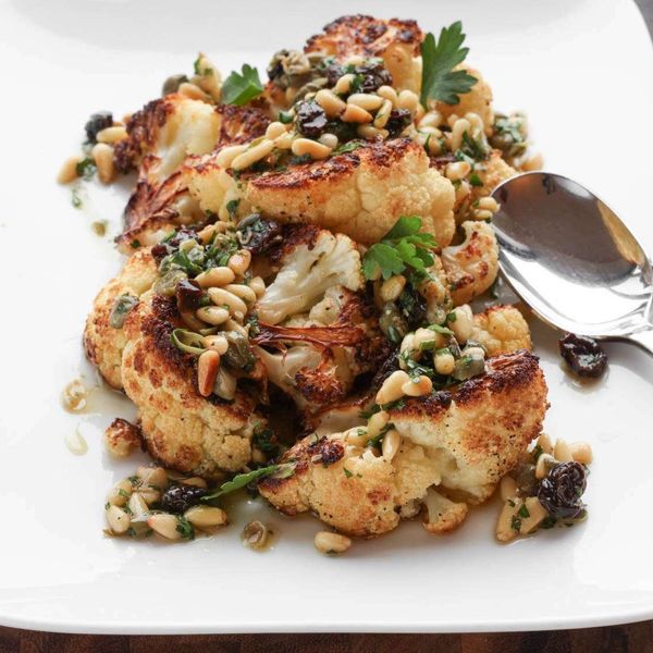 Roasted Cauliflower With Pine Nut, Raisin, and Caper Vinaigrette Recipe