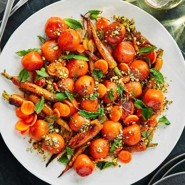 Savory Carrot Mochi with Pistachio Dukkah