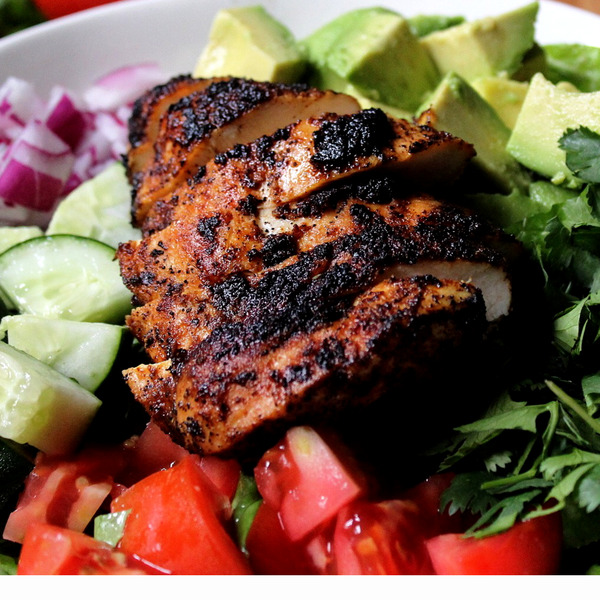 Blackened Chicken, Cucumber and Avocado Chopped Salad